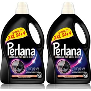 Perlana Detersivo Scuri e Neri (58 lavaggi), Detersivo lavatrice liquido per tutti i capi scuri, Detersivo capi neri per fibre rinnovate (Confezione da 2)