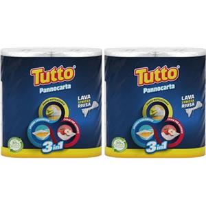Tutto Pannocarta 3 in 1, 2 Rotoli di Carta Multiuso, 1 Velo, 48* strappi, Extra Assorbente, Lavabile e Riutilizzabile più di 20 Volte, 100% Made in Italy (Confezione da 2)
