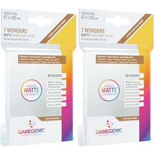 Asmodee GAMEGEN!C- Matte 7 Wonders Sleeves 67 x 103 mm (80), Clear (GGS10059ML) (Confezione da 2)