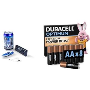Revell Control Mini RC Speedboat Blu, 2.4GHz, 7,5cm, & Duracell Optimum AA 8 pz, Power Boost