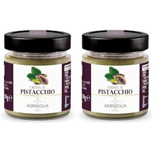 Agrisicilia crema al pistacchio 40% ottima per colazione e come ingrediente per dolci vasetto da 200 grammi (Confezione da 2)