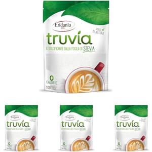 Eridania, Linea Truvía, Dolcificante Naturale Estratto dalle Foglie di Stevia, Ottimo Sostituto allo Zucchero Bianco, con 0 Calorie, Ideale per Dolci, Caffè, Tisane, Bevande, Doypack da 150 gr,