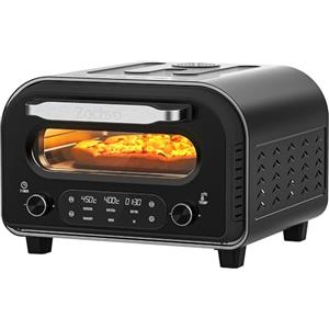 ZACHVO Forno per pizza elettrico - fino a 450℃, 5 tipi di pizza preimpostati, touchscreen e manopole rotanti, timer da 1 a 60 minuti, corpo in acciaio inossidabile, per pizza da 32 cm