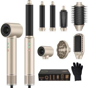 MogaWave Air Styler 7 in 1 Hair Styler, Asciugacapelli 110000 RPM 20m/s, Asciugacapelli Styler con Hairstyler, Arricciacapelli ad aria, Spazzola Lisciante, Styler Capelli, Leggero e Silenzioso
