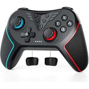 LATEC Controller per Switch/Switch 2, Controller Switch Wireless per Switch Lite con Joystick Hall/Pulsante Programmabile/ASSE Giroscopico/Vibrazione Regolabile/Funzione Turbo/Cattura Schermo,Nero