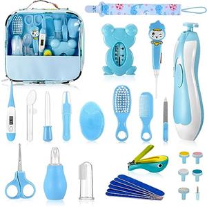 AEVORA Set di 28 pezzi per la cura del bambino neonato con pulizia, articolo per la cura dei bambini, set con spazzola per capelli, tagliaunghie, aspiratore nasale, Baby Essentials