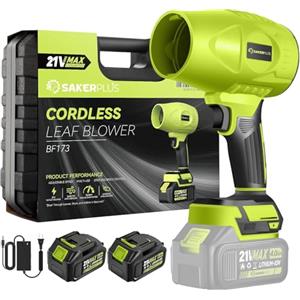 SakerPlus, Pulitore Portatile per Polvere, Soffiatore per Foglie Senza Fili, Soffiatore Portatile, Soffiatori a Mano per Cura del Prato, Pulizia del Patio, Batteria da 4.0Ah, Caricatore Incluso (2