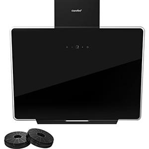 COMFEE' ANGJ64B-60 - Cappa aspirante angolare in vetro temperato, 3 velocità, touch screen a LED e sistema di ricircolo e condotti 600 mm, colore: nero