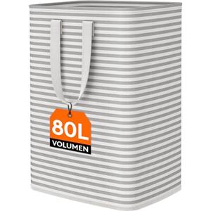 Lifewit Cesto Portabiancheria Autoportante 80L, Grande Cesta Portabiancheria Pieghevole con Manici Allungati, Portabiancheria Sporca per Vestiti, Asciugamani, Giocattoli, Coperte, Grigio