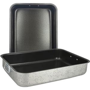 MA MAISON Teglia da Forno Rettangolare - Rostiera per Lasagne Pirofila Universale - Per Arrostire Per Infornare Rivestimento Antiaderente + Antigraffio con Manici (35x24x7 cm)