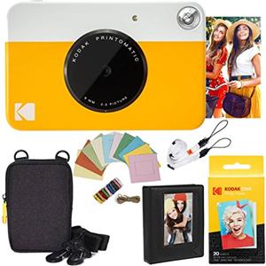 KODAK Pacchetto Deluxe per Fotocamera istantanea Printomatic (Gialla) + Carta Zink (20 Fogli) + Custodia Deluxe + Album Fotografico + cornici appendibili + Comoda Tracolla