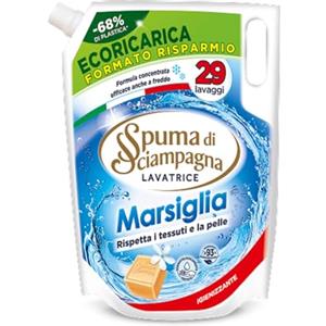 Spuma di Sciampagna - Detersivo Lavatrice Concetrato, Sapone di Marsiglia, Formula Concentrata Efficace Anche a Freddo, Igienizzante con 93% di Ingredienti Biodegradabili - 1305 ml, 29 Lavaggi
