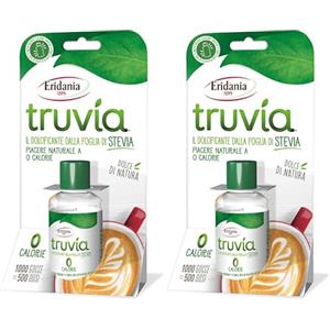 Eridania, Linea Truvía®, Dolcificante Liquido, Estratto dalle Foglie di Stevia, Sostituto allo Zucchero Bianco, 0 Calorie, 2 Gocce Equivalgono ad 1 Dose, con Comodo Tappo Salvagoccia, 1000