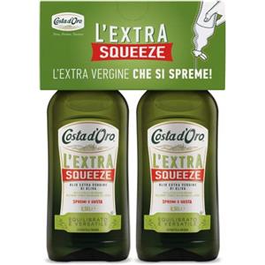 Costa d'Oro - Extra Squeeze Bipack 2 x 500ml. Olio Extravergine di oliva estratto a freddo con tappo salva goccia. Adatto a tutte le ricette. Bottiglie da mezzo litro.