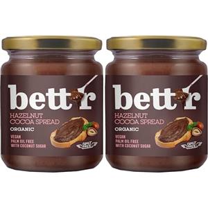 bett'r GUILT FREE Bett'r crema di cacao e nocciole - 100% bio, vegana e senza olio di palma. Dolcificato con zucchero di cocco - 250g (Confezione da 2)