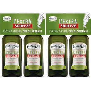 Costa d'Oro - Extra Squeeze Bipack 2 x 500ml. Olio Extravergine di oliva estratto a freddo con tappo salva goccia. Adatto a tutte le ricette. Bottiglie da mezzo litro. (Confezione da 2)