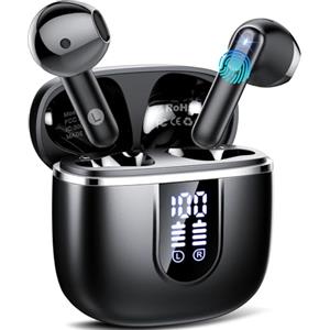 Cillso Cuffie senza fili Bluetooth 5.4 Bluetooth, ENC Noise Cancelling Cuffie con 4 microfoni per chiamate chiare, display LED, impermeabile, 40ore di riproduzione