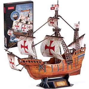 CubicFun Puzzle 3D per Adulti Modello di Nave Santa Maria Puzzle di Nave Spagnola, Kit da Costruzione per Decorazioni da Scrivania Regalo per Uomini Donne, 204 Pezzi