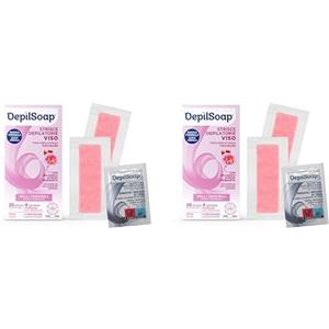 Depilsoap® - Strisce Depilatorie Viso - Indicato Per Pelli Sensibili - 20 Strisce Depilatorie E 4 Salviettine Post-Depilazione - Formula Arricchita Con Olio Di Rosa Mosqueta E Burro Di Karitè