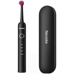 Nevoke Spazzolino da denti elettrico rotante, spazzolino sonico a 5 modalità per adulti e bambini, spazzolino elettrico con 8 testine di spazzola, autonomia di 60 giorni, custodia da viaggio e supporto di