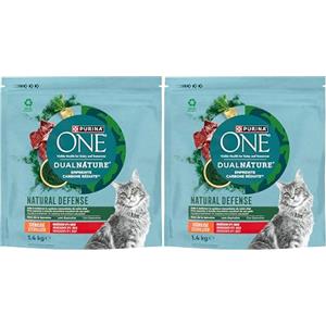 PURINA ONE | DualNature | Natural Defense | Gatto adulto Sterilizzato | Crocchette ricche di Spirulina: aiuta a rafforzare le difese naturali| Impronta in carbonio ridotta | Manzo | Borsa | Confezione