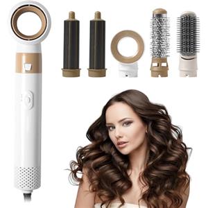 Anluomafuy Spazzola soffiante 5 in 1, diffusore, ugello per acconciatura, asciugacapelli a ioni negativi ad alta velocità, ricciolo ad aria, set di capelli per asciugare ricci lisci