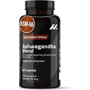 Nyvos Ashwagandha Blend Ashwagandha KSM-66, Rhodiola, Magnesio bisglicinato, Vitamina B6 - Nootropico e Adattogeno che aiuta con il Sonno, la Chiarezza Mentale e il Benessere Generale, 60 Capsule - Nyvos