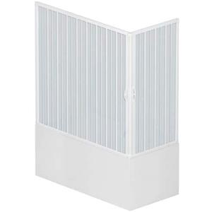 Linea Doccia Box Doccia per Vasca Sopravasca A Soffietto 2 Lati Apertura Angolare Riducibile Colore Bianco Pastello Modello Simply (70x160)