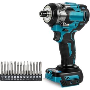 Roadtime - Trapano avvitatore a batteria 1/4 per batterie Makita 18V (senza batteria), 2400RPM, avvitatore esagonale senza spazzole 450N, 3 velocità e 2 inversioni, con LED e 13 accessori, per casa e