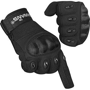 SAWANS Guanti da moto sportivi per motocicletta, a dita intere, ATV, equitazione, uomo, donna, hard knuckle, touch screen, MTB, mountain bike, ciclismo, escursionismo, ciclismo, arrampicata (S, nero)