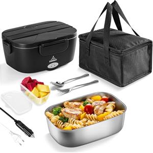 ESOHOT Scaldavivande Elettrico Portatile 1,5L 80W con Borse Isolate,Set di Posate per 12V 24V 220V