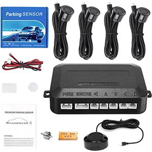 Tosucs Sensore di parcheggio Sensore radar di retromarcia Kit radar di retromarcia Contiene 4 sensori di parcheggio, avviso acustico. (nero)