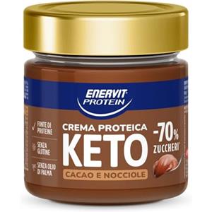 Enervit, Protein Cream Keto Cacao e Nocciole, -70% di Zuccheri, Crema Proteica Spalmabile con Cacao e Nocciole, Per una Colazione Golosa e Saziante, Senza Glutine, Barattolo da 180gr