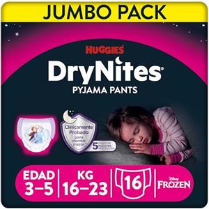 Huggies DryNites Mutandine Assorbenti per la Notte, 3-5 Anni (16-23 kg), 1 Pacco da 16 Pezzi