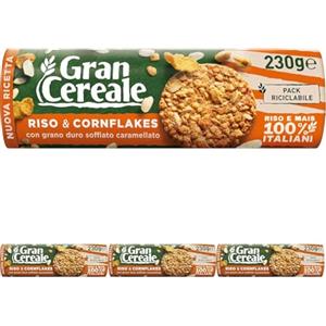 Gran Cereale Biscotti Gran Cereale Croccante con Riso, Ricchi di Fibra e Fosforo - 230 g (Confezione da 4)