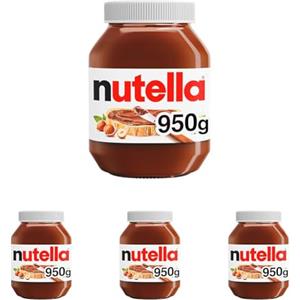 Nutella - Crema Spalmabile alle Nocciole e Cacao, Senza Glutine, Conservanti e Grassi Idrogenati, Ottimale a Colazione, Vasetto da 950 gr (Confezione da 4)