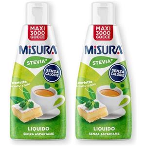 MERISANT Misura® Stevia Dolcificante Liquido Zero Calorie, Perfetto Caffe' e Dolci, Senza Glutine, Senza Aspartame, Vegano, Confezione Apri e Chiudi, 205ml (Confezione da 2)