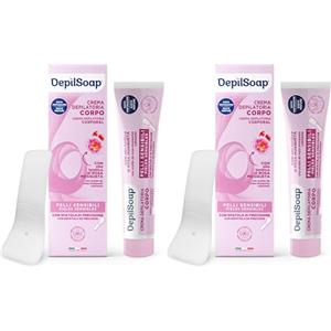 Depilsoap® - Crema Depilatoria Corpo 150 Ml - Pelli Sensibili - Senza Ammoniaca - Arricchita Con Olio Di Rosa Mosqueta E Acido Ialuronico - Profumazione Delicata Dalle Note Fiorite (Confezione da 2)