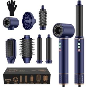 MogaWave Air Styler 7 in 1 Airbrush Hair Styler con asciugacapelli da 110000 giri/min, 1300W, Asciugacapelli Styler con Airstyler, Arricciacapelli ad aria, Spazzola Lisciante, Styler Capelli