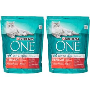 Purina One Bifensis Sterilcat Crocchette Gatti Sterilizzati Salmone e Frumento, 800g (L'imballaggio può variare) (Confezione da 2)
