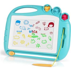 OFFCUP Lavagna Magnetica per Bambini 4 Colori Cancellabile Magnetica con 3 Timbri Magnetici e 1 Penna Giochi Bambini 3 4 5 Anni Lavagnetta Magica Regalo per Bambine e (Verde)