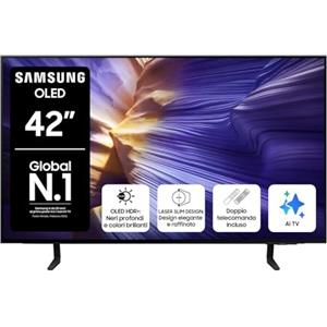 Samsung OLED 4K Vision AI Smart TV 42'' QE42S90FAUXZT, Processore NQ4 AI Gen3r, 4K AI Upscaling Pro, OlLED HDR+, Motion Xcelerator144 Hz, PACCHETTO INTRATTENIMENTO, 2025