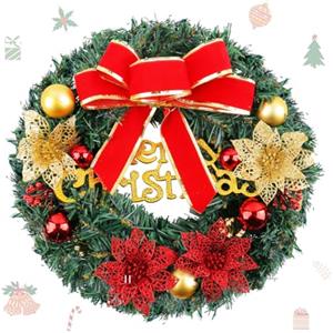 YskerrigToy Ghirlanda di Natale, 30CM Corona per Porta d'Ingresso Ghirlande Natalizia Ghirlanda di Natale Artificiale Decorazione Natalizia Decorazione Esterna, Festone per Camino e Balcone
