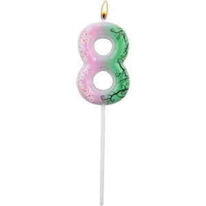 SAVITA Candela Compleanno a Tema Strega, Candele Numeri Rosa e Verdi Graziosi Topper per Torta con Numeri Decorazioni e Articoli per Feste a Tema Strega Halloween Compleanno Perfetti(Numero 8)