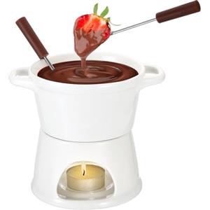 SUMNACON Set di pentole al cioccolato in ceramica, 2 forchette, set per fonduta di formaggio, fonduta di cioccolato, formaggio, fonduta di famiglia, dessert, picnic, feste di compleanno, feste di