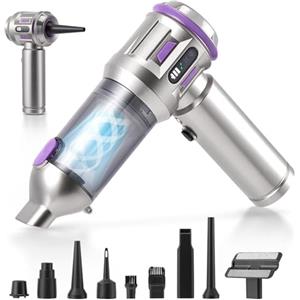 Niktulo Aria Compressa pc 25000Pa Aspirapolvere Auto Portatile, 3 Velocità Aria Compressa Elettrico Batteria Da 6000mah,Aspirabriciole Senza Fili Mini Aspirapolvere Ricaricabile per Auto (argentato)