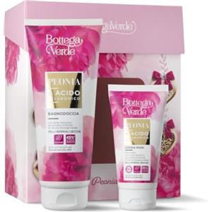 Bottega Verde - Cofanetto Regalo Peonia con Acido Ialuronico, con Bagnodoccia 200 ml e Crema Mani 75 ml, Profumo Fiorito e Idratante, Idea Regalo
