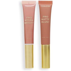 Revolution Pro Blush Duo, Finitura Opaca O Luminosa, Blush Altamente Pigmentato e Sfumabile con Applicatore in Spugna, Vegano e Cruelty-Free, Pesca, 12 e 15 ml