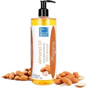 bleu & marine Bretania Olio di Mandorle Idratante e Anti Smagliature Olio per Massaggi per il Corpo Cura della Gravidanza Pelle Sensibile e Pelle del Bambino 6x + Idratante Riparazione dei Capelli - 500 ml