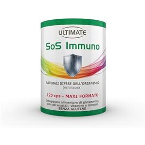 Ultimate Italia - Sos Immuno - 120 cps - Integratore alimentare di glutammina, estratti vegetali, vitamine e minerali - SENZA GLUTINE